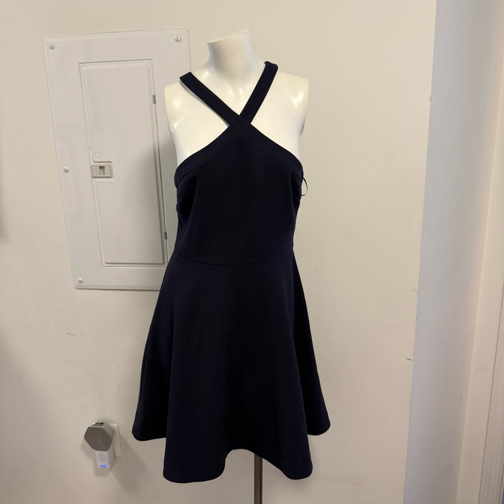 LIKELY Navy Cross-Strap Fit-and-Flare Dress